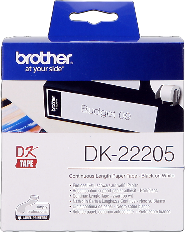 Brother DK-22205 Endlosetiketten 62mm x 30,48m Schwarz auf Weiß