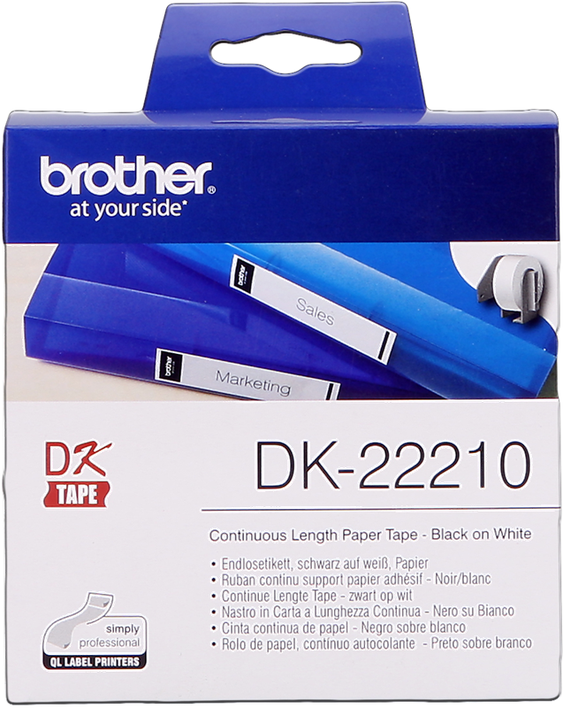 Brother DK-22210 Endlosetiketten 29mm x 30,48m Schwarz auf Weiß