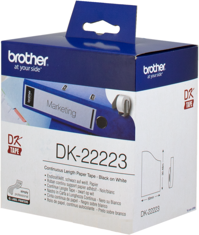 Brother DK-22223 Endlosetiketten 50mm x 30,48m Schwarz auf Weiß