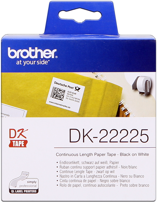 Brother DK-22225 Endlosetiketten 38mm x 30,48m Schwarz auf Weiß
