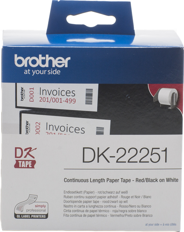 Brother DK-22251 Endlosetiketten 62mm x 15,24m Schwarz/Rot/Weiss